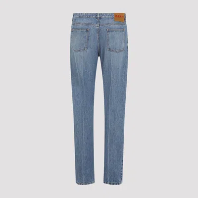 Marni Deep Blue Cotton Washed Bull Denim 5-pocket Jeans In Blue