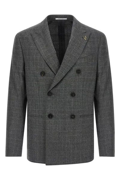 Pal Zileri Check Pattern Notch Lapel Blazer In Gray
