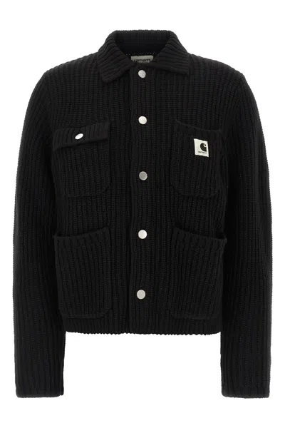 Carhartt Cardigan With Collared Design And Pockets In Black