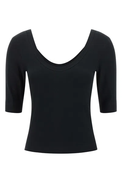 Brunello Cucinelli Ribbed Scoop Neck Short Sleeve Top In Black