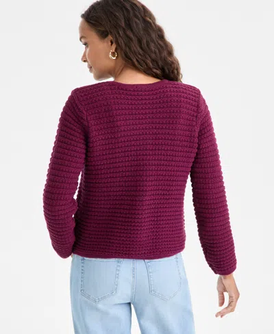 Inc International Concepts Petite Yarn-blend Button-down Cardigan Sweater, Created For Macy's In Purple