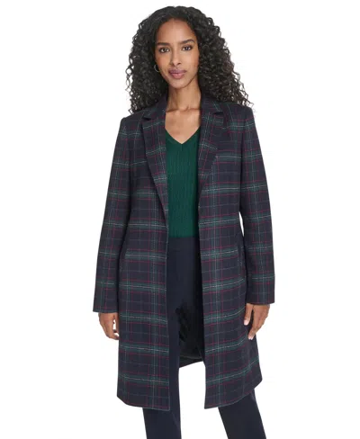 Tommy Hilfiger Women's Windowpane Open Front Topper Jacket In Multi