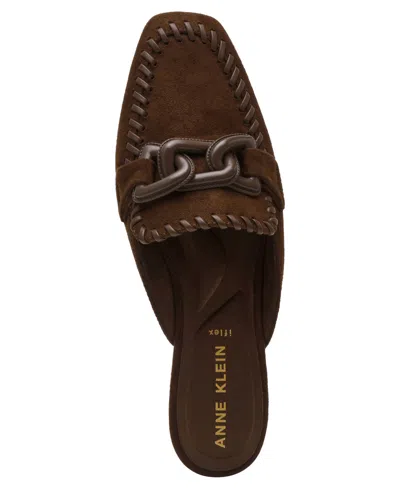 Anne Klein Women's Alora Square Toe Slip On Mules In Brown