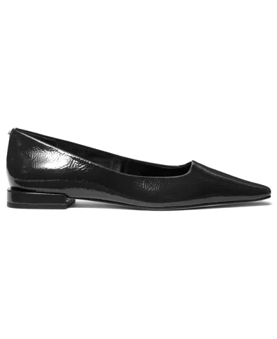 Michael Kors Darrah Crackled Patent Leather Ballet Flat In Black