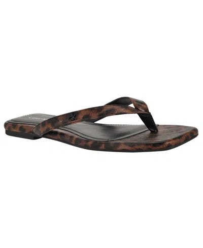Calvin Klein Women's Stelea Flat Thong Sandals In Brown
