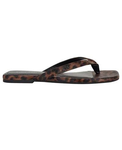 Calvin Klein Women's Stelea Flat Thong Sandals In Brown