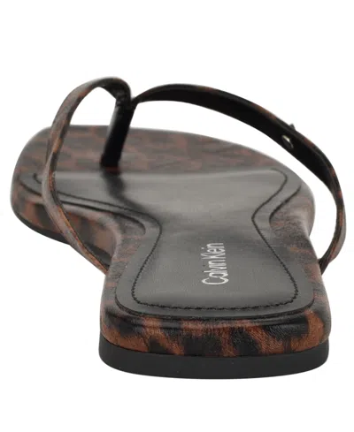 Calvin Klein Women's Stelea Flat Thong Sandals In Brown
