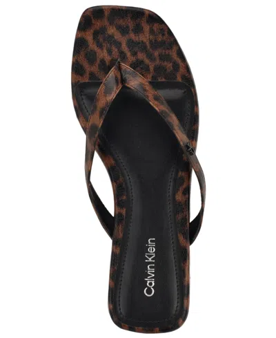 Calvin Klein Women's Stelea Flat Thong Sandals In Brown