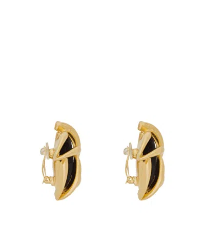 Saint Laurent Floral Motif Clip On Earrings In Gold