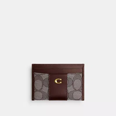 Coach Essential Card Case In Signature Jacquard In Brown