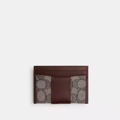 Coach Essential Card Case In Signature Jacquard In Brown