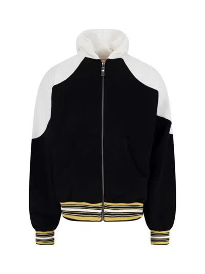 Pdf Colour-block Zip-up Hoodie In Black