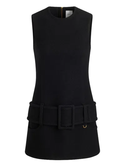 Patou Mini Dress With Wide Belt Detail In Black