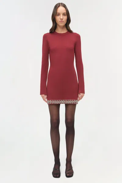 Simkhai Farley Embellished Knit Mini Dress In Oxblood In Burgundy