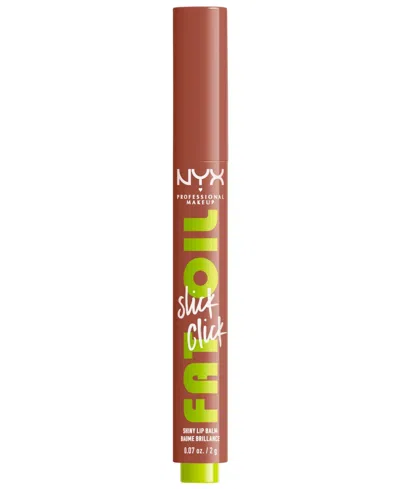 Nyx Professional Makeup Fat Oil Slick Click Lip Balm, 0.07 Oz. In Brown