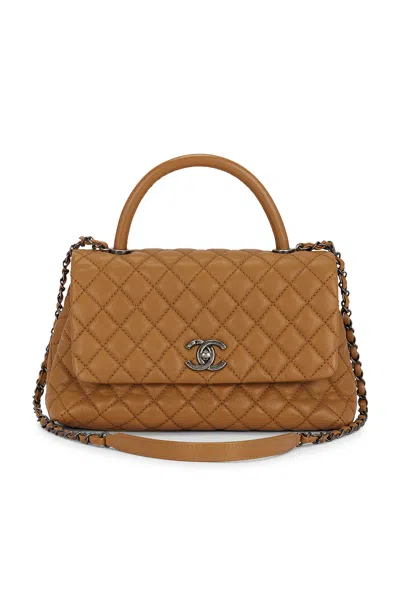 Pre-owned Chanel Caviar Coco Top Handle Bag In Brown