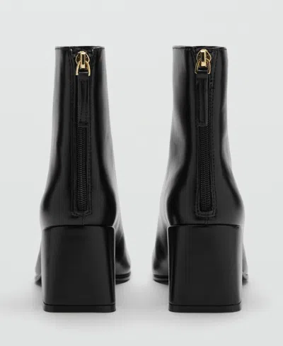 Mango Block Heel Bootie In Black