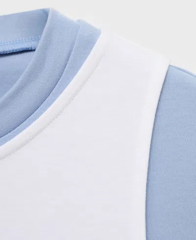 Mango Double Cotton T-shirt Sky Blue In Blue