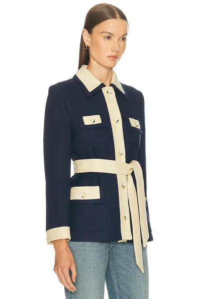 Valentino Blue/ivory Jacket With Belt In Blue