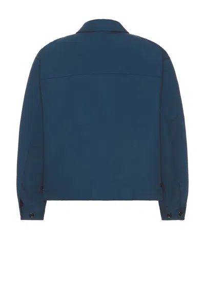 Vowels Zip Up Work Jacket In Blue