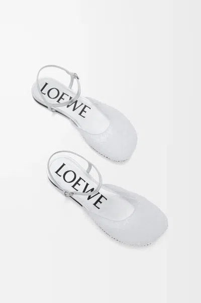 Loewe Toy Embellished Mesh Ankle-strap Ballerina Flats In White