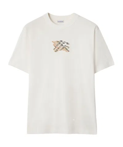 Burberry Equestrian Knight Design Cotton T-shirt In White