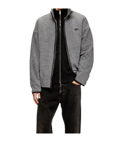 Diesel Mens S-baty Zipped Stretch Cotton-jersey Sweatshirt 02a In Gray