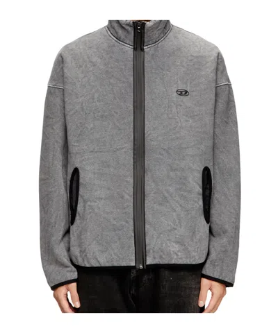 Diesel Mens S-baty Zipped Stretch Cotton-jersey Sweatshirt 02a In Gray