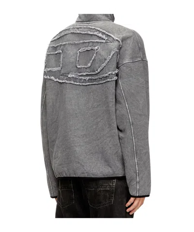 Diesel Mens S-baty Zipped Stretch Cotton-jersey Sweatshirt 02a In Gray