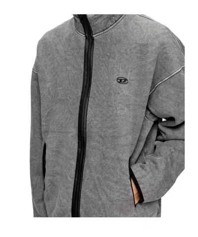 Diesel Mens S-baty Zipped Stretch Cotton-jersey Sweatshirt 02a In Gray