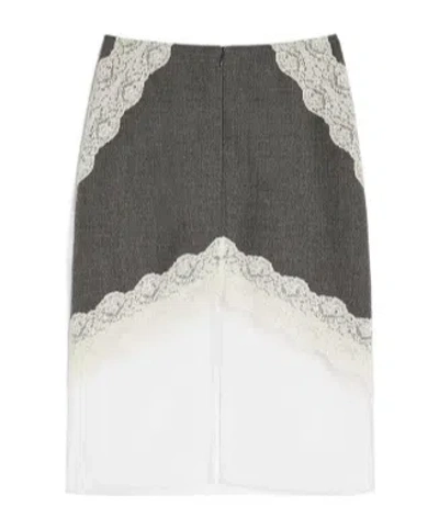 Jil Sander Lace And Organza Wool Skirt In Gray