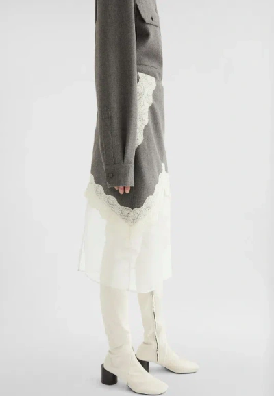 Jil Sander Lace And Organza Wool Skirt In Gray