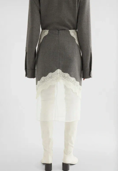 Jil Sander Lace And Organza Wool Skirt In Gray