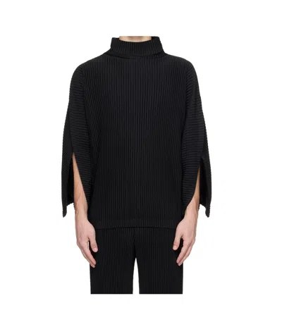 Issey Miyake Kinetic Sculpture Turtleneck In Black