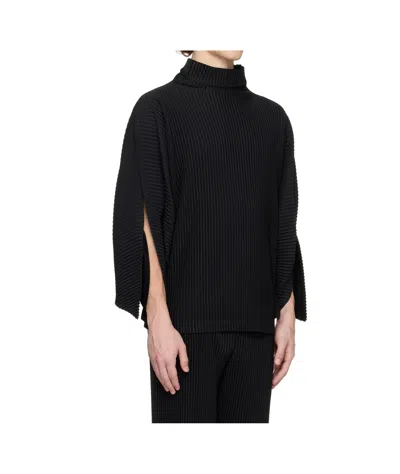 Issey Miyake Kinetic Sculpture Turtleneck In Black