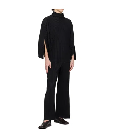 Issey Miyake Kinetic Sculpture Turtleneck In Black