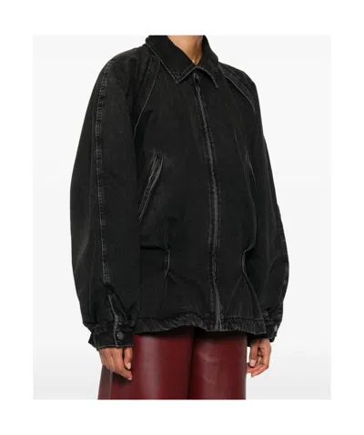 Haikure Denim Jacket Belted Waist In Black