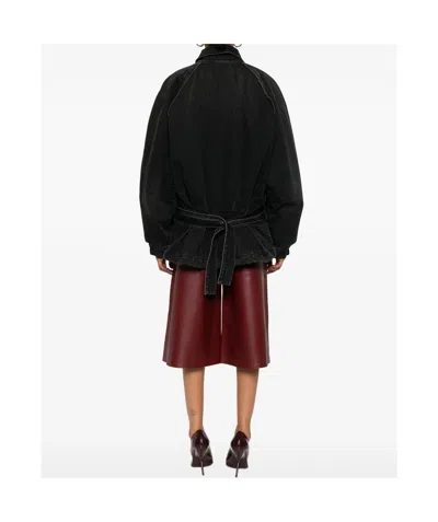 Haikure Denim Jacket Belted Waist In Black