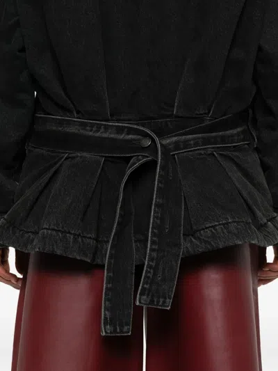 Haikure Denim Jacket Belted Waist In Black