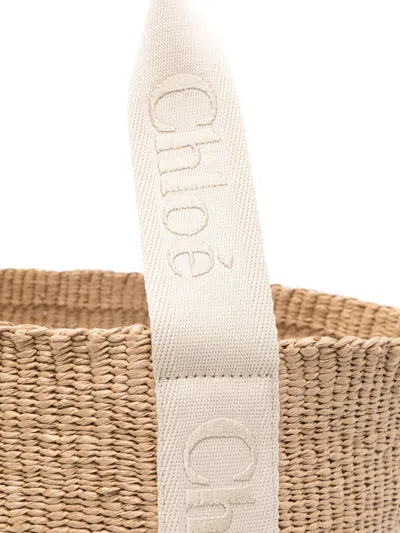 Chloé Spacious Woven Tote Bag With Dual Handles In Neutral