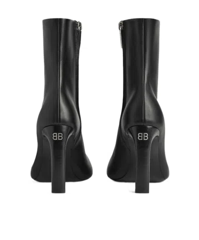 Balenciaga Ankle Bootie With Round Toe Design In Black