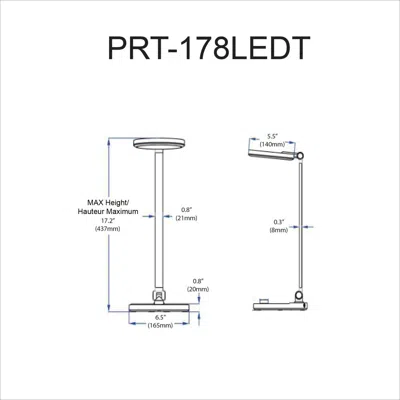 Dainolite 8w Table Lamp, Matte Black Finish In Metallic