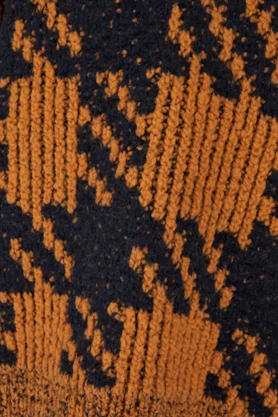 Dries Van Noten Textured Knit V-neck Long Sleeve Sweater In Brown