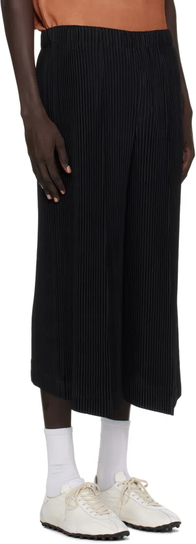 Issey Miyake Wide-leg Pleated Textured Pants With Cropped Length In Black