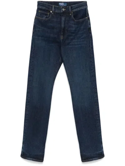Polo Ralph Lauren Indigo Denim Pants With Classic Straight-leg Cut And Subtle Whiskering In Blue