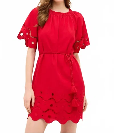 Marie Oliver Tegan Mini Dress In Fresno Eyelet In Red