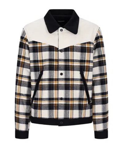 Dsquared2 Dsquared Men Embroidered Flannel Western Bomber Jacket In Multi
