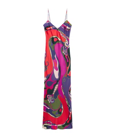 Pucci Orchidee-print Cape-detail Maxi Dress In Multi