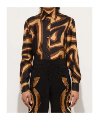 Pucci Multicolor Silk Pattern Shirt In Black
