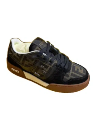Fendi Match Ff Jacquard Low-top Sneakers In Black